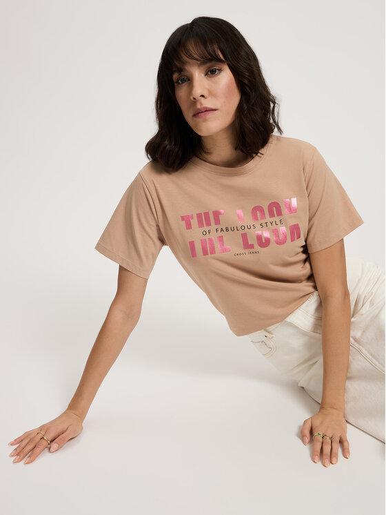Cross Jeans Cross Jeans T-Shirt 56155-383 Beżowy