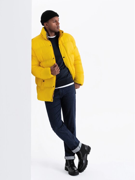 Ombre Ombre Kurtka puchowa OM-JAHP-0205 Żółty Regular Fit