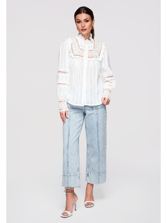 Ombre Ombre Koszula OW-SH-E0010 Biały Loose Fit