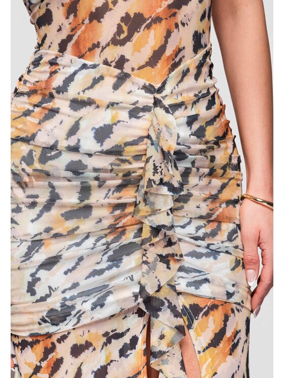 Ombre Ombre Sukienka wieczorowa LA-OM-DLR315 Beżowy Slim Fit