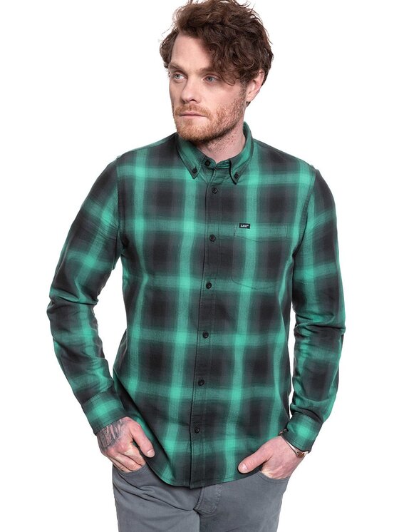 Lee Lee Koszula BUTTON DOWN Czarny Regular Fit