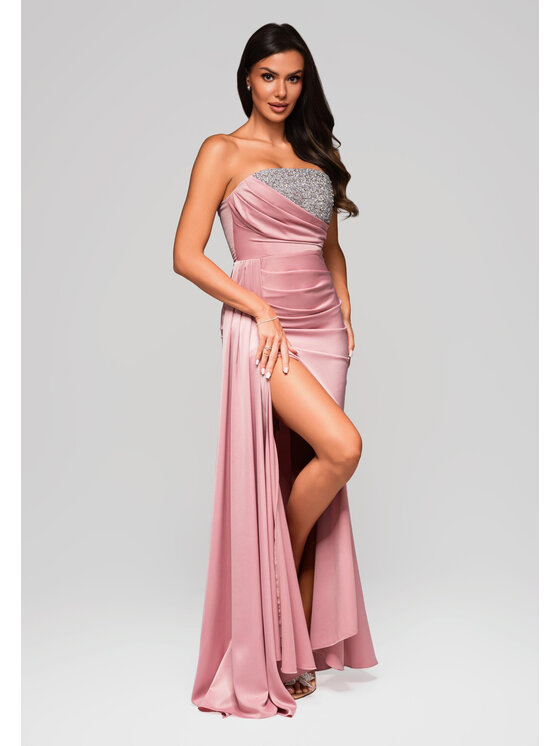 Ombre Ombre Sukienka wieczorowa LA-OM-DLR224 Różowy Slim Fit