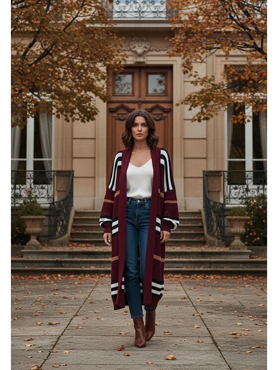 FIGL FIGL Kardigan M1246 Bordó Regular Fit