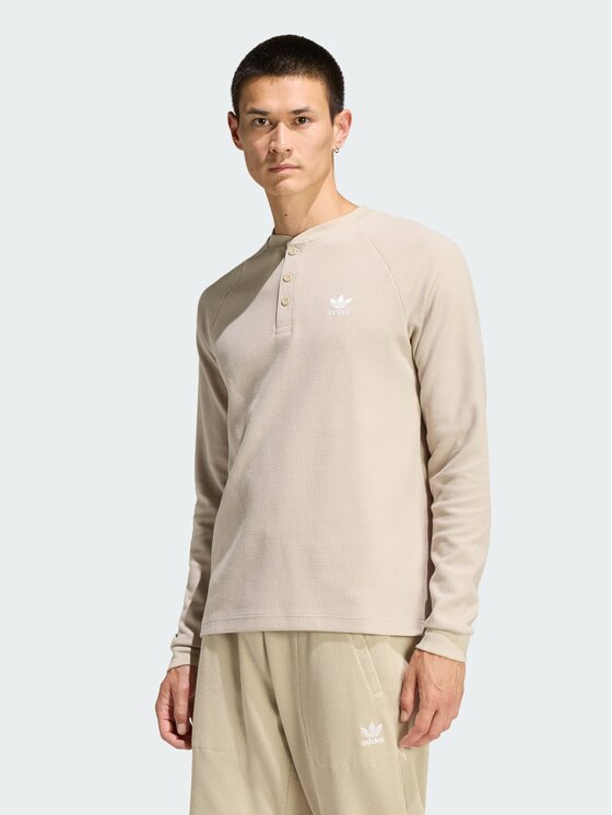 adidas adidas Longsleeve Trefoil Essentials Tee Beżowy Loose Fit