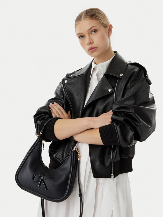 Calvin Klein Geantă Bold Ck Small Crescent LV04F3561G Negru