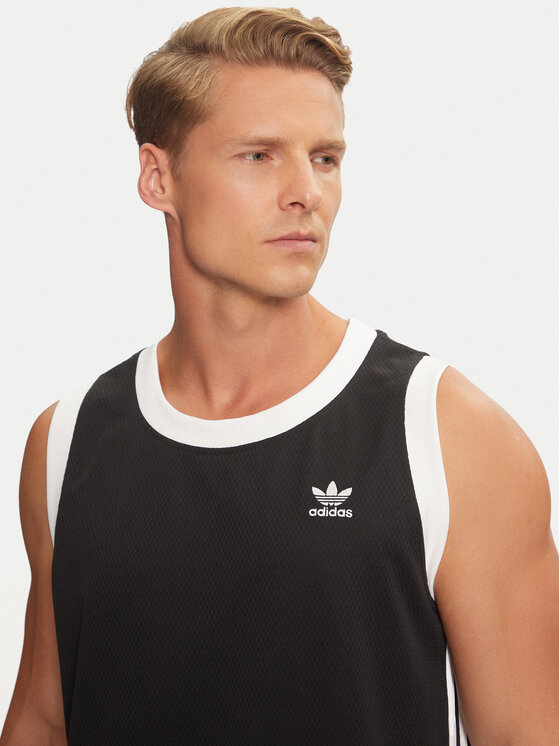 Black and white adidas tank top best sale