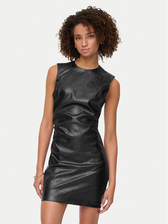 ONLY ONLY Rochie din imitație de piele Mone 15360231 Negru Slim Fit