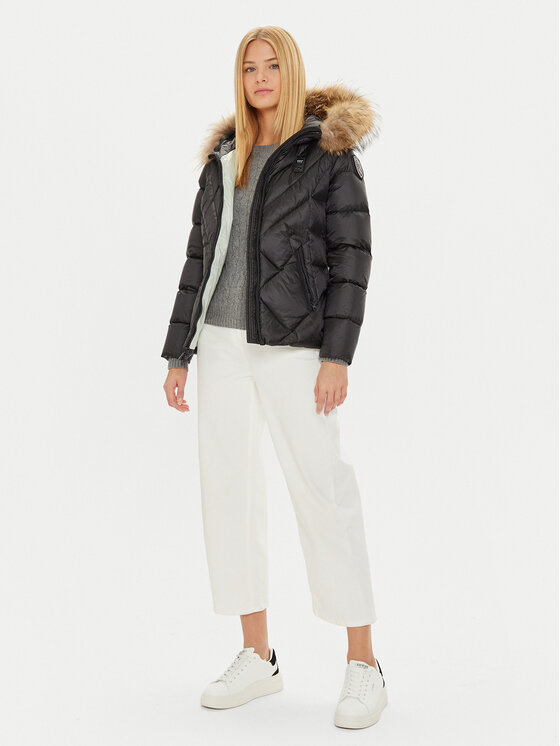 Blauer Blauer Pehelykabát 24WBLDC03051 006047 Fekete Regular Fit
