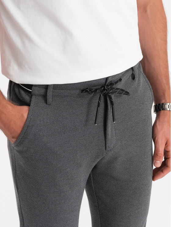 Ombre Ombre Kalhoty z materiálu OM-PACP-0116 Šedá Regular Fit