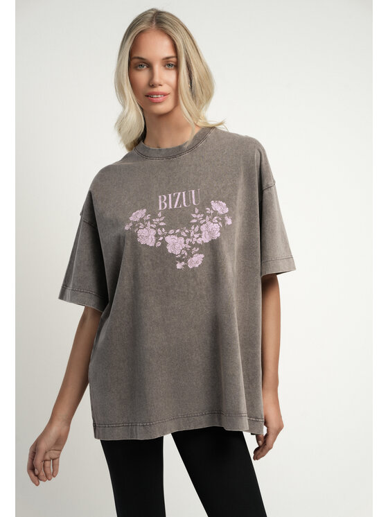 BIZUU BIZUU T-Shirt PAPLYS Szary Standard Fit