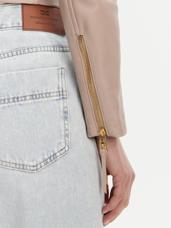 Elisabetta Franchi Elisabetta Franchi Kožená bunda GD-47Z-51E2-V1200 Béžová Regular Fit