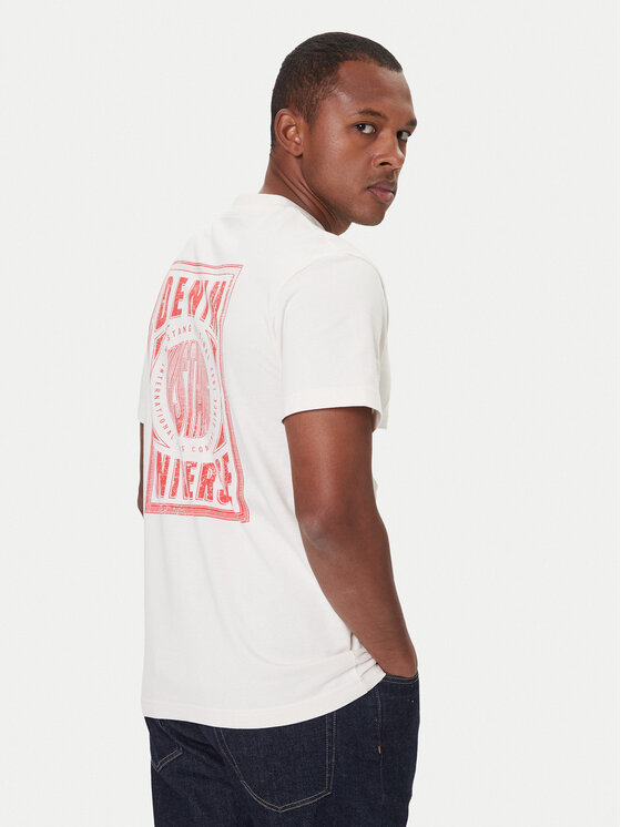 Mustang Mustang T-shirt Akron 1016869 Écru Relaxed Fit
