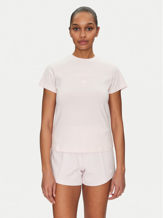 Guess Guess Póló V4YI21 KCDH1 Rózsaszín Slim Fit