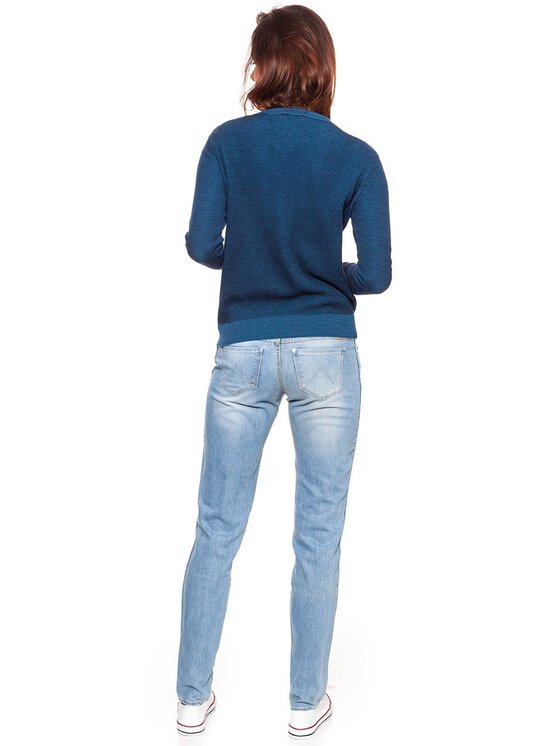 Wrangler Wrangler Sweter TWO TONE KNIT Niebieski Regular Fit