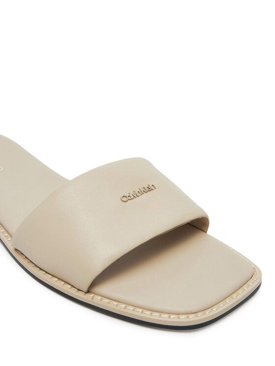 Calvin Klein Calvin Klein Klapki Flat Sandal Square Hf Lth HW0HW02652 Beżowy
