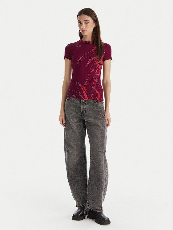 Desigual Desigual Majica Lala 25WWTK16 Bordo rdeča Regular Fit