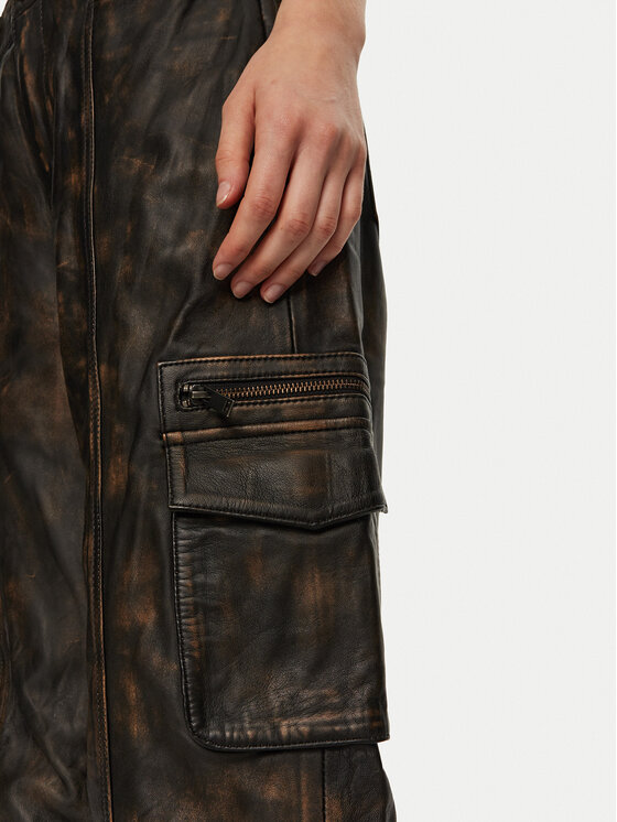Gestuz Gestuz Kožne hlače Tracky 10909474 Smeđa Loose Fit