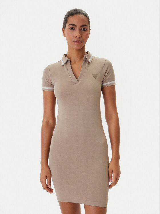 Guess Guess Každodenné šaty V6RK02 Z4692 Béžová Slim Fit