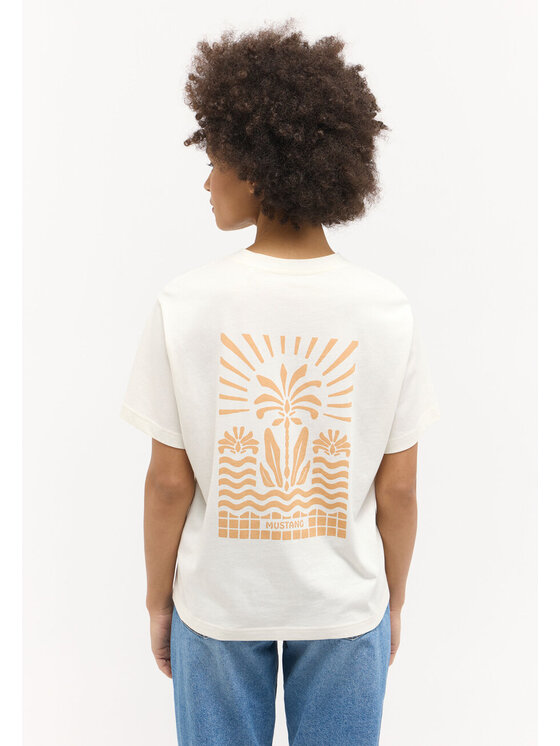 Mustang Mustang T-shirt FLORIS Beige Regular Fit
