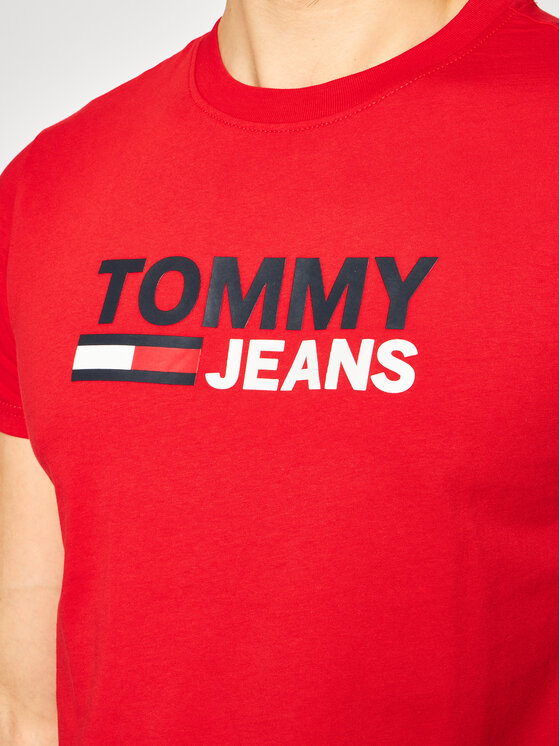 Tommy Jeans T Shirt Corp Logo Tee DM0DM07843 erven Regular Fit