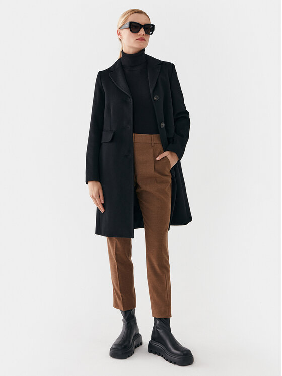 Weekend Max Mara Weekend Max Mara Płaszcz wełniany Tevere 2350161433 Czarny Regular Fit