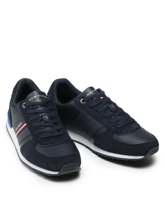 Tommy Hilfiger Sneakers Iconic Runner Leather Mix FM0FM03743 Bleu marine •  Modivo.fr