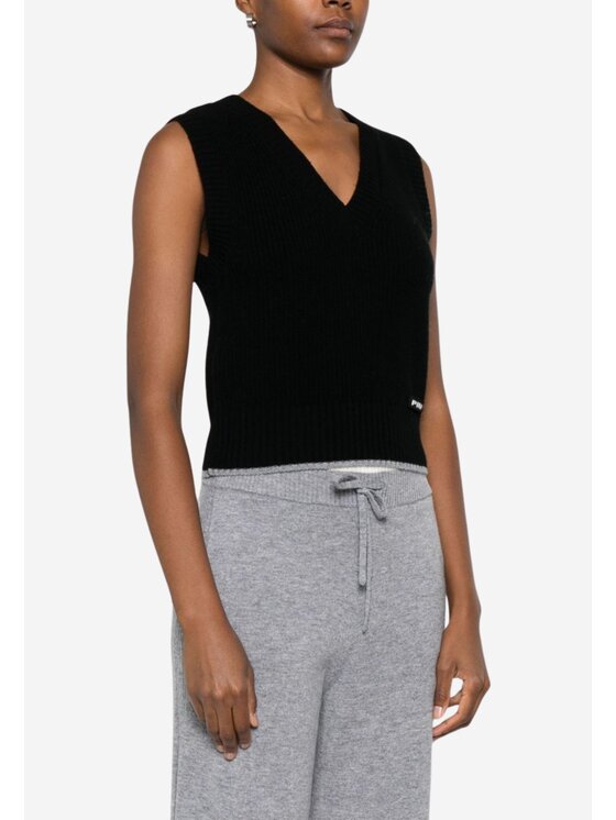 PINKO PINKO Γιλέκο Stagnone gilet lana merinos e cachemire Μαύρο Regular Fit