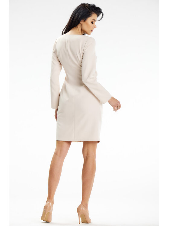 Awama Awama Sukienka letnia A637 Beżowy Basic Fit