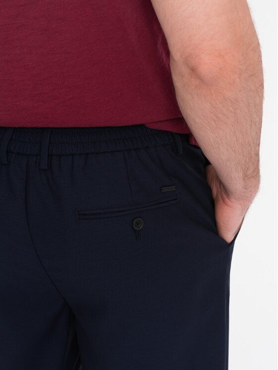 Ombre Ombre Kalhoty z materiálu OM-PACP-0157 Tmavomodrá Chino Fit