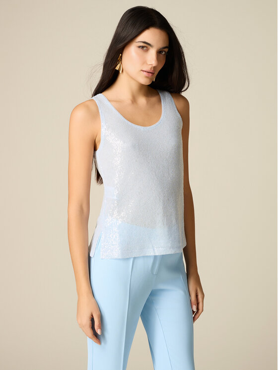 Oltre Oltre Blusa 2038J100821N004 Turchese Slim Fit