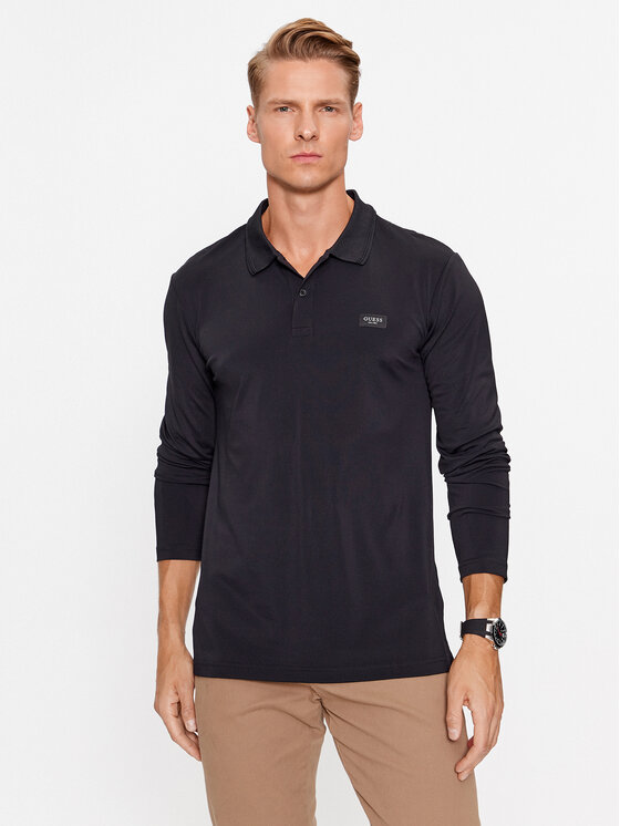 Guess Guess Polo särk M3YP13 KBS60 Must Slim Fit