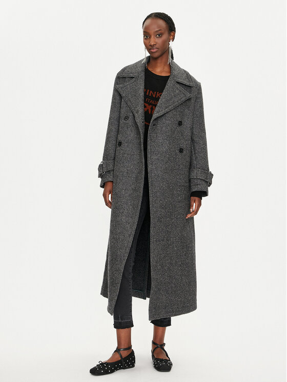 PINKO PINKO Płaszcz wełniany Calice 104041 A23R I75 Szary Regular Fit