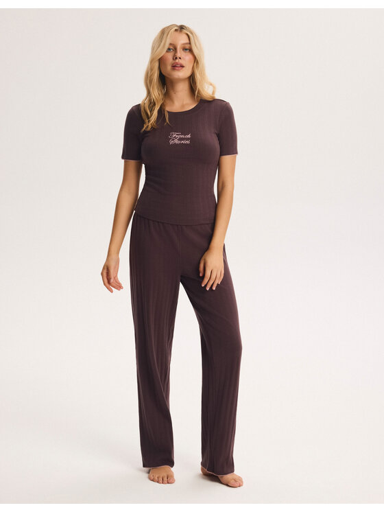 Esotiq Esotiq Piżama 45916 Brązowy Regular Fit