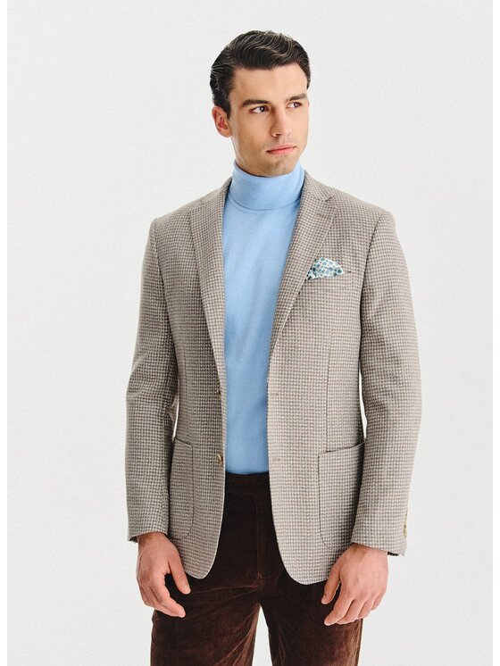 Pako Lorente Pako Lorente Marynarka P25WP-3X-012 Beżowy Classic Fit
