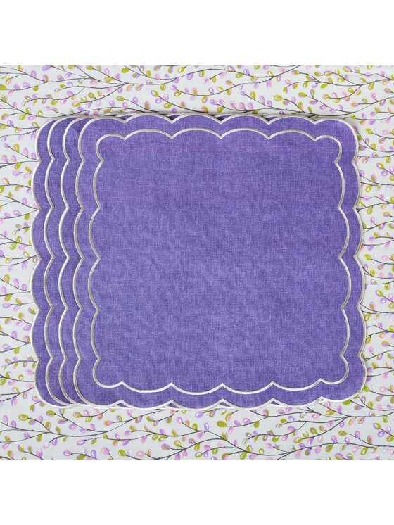 Roseberry Home Roseberry Home Serwetki haftowane Purple Petali Fioletowy
