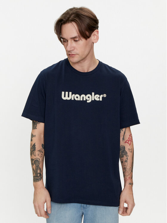 Wrangler Wrangler T-Shirt Logo 112350524 Tmavomodrá Regular Fit