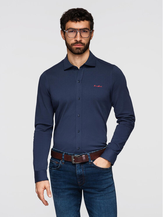Ombre Ombre Koszula K697 Granatowy Regular Fit