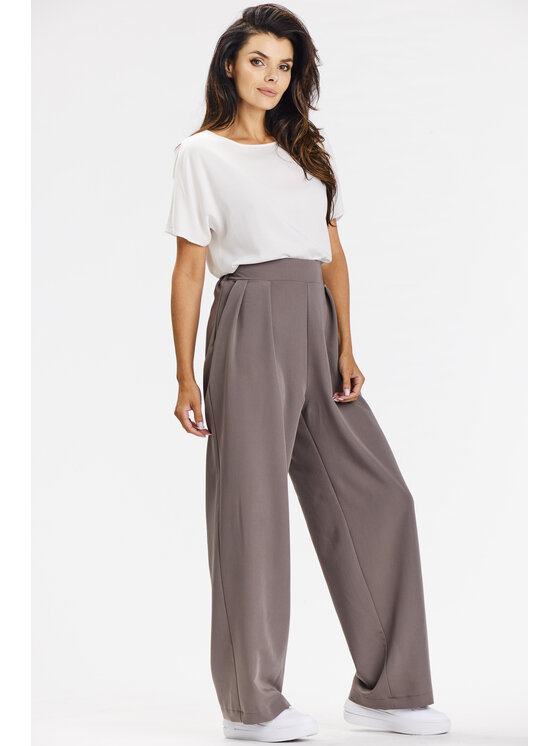 Awama Awama Spodnie damskie A674 Beżowy Basic Fit