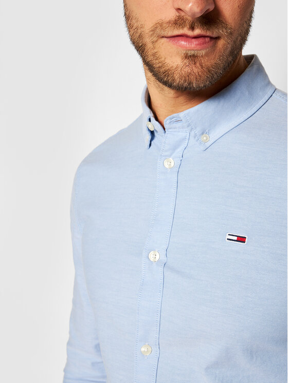 Tommy Jeans Camicia Stretch Oxford DM0DM09594 Blu Slim Fit • Modivo.it