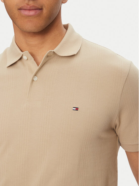 Tommy Hilfiger Tommy Hilfiger Тениска с яка и копчета Vertical MW0MW38951 Бежов Regular Fit