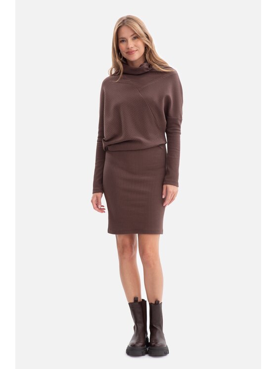 BeWear BeWear Sukienka dzianinowa b309 Brązowy Baggy Fit