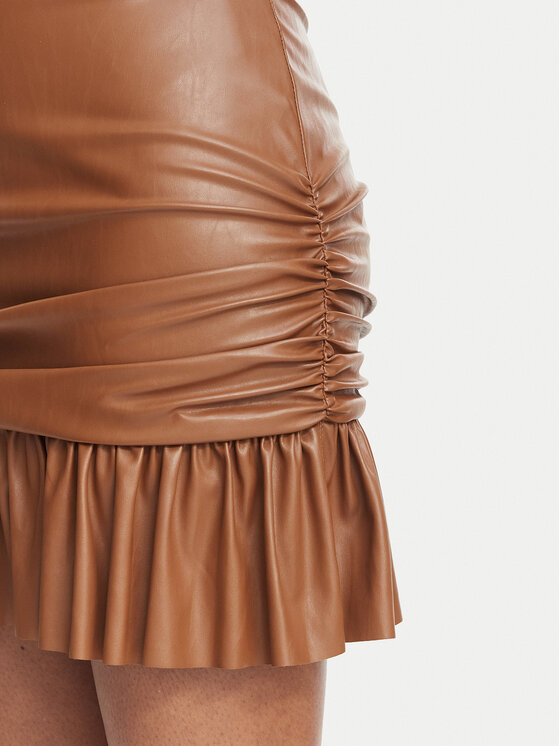Elisabetta Franchi Elisabetta Franchi Vestito in similpelle AB-989-66E2-V400 Marrone chiaro Slim Fit