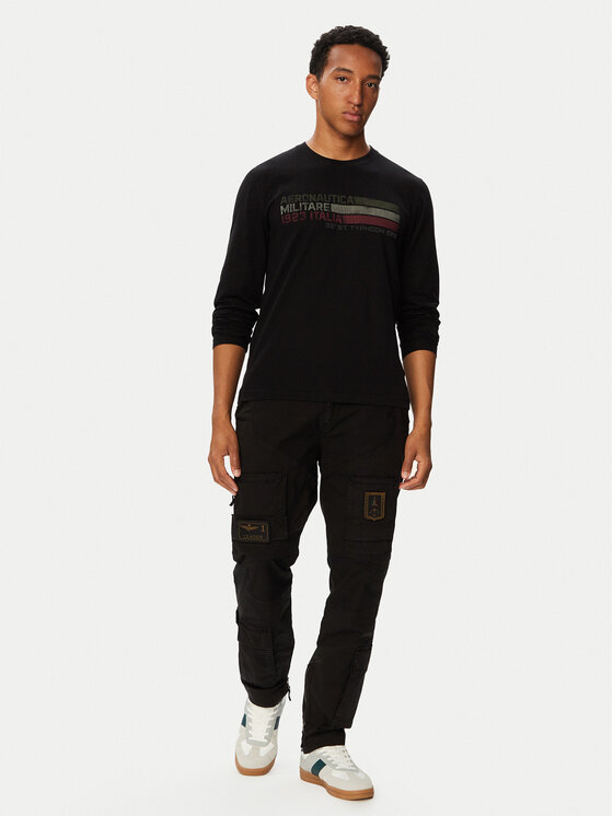 Aeronautica Militare Aeronautica Militare Тениска с дълъг ръкав 262TS2571UJ00641 Черен Regular Fit