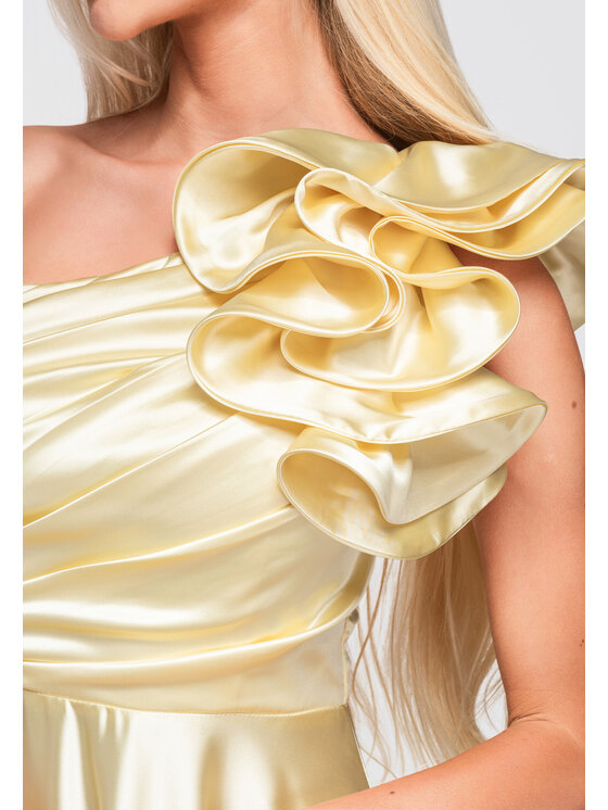 Ombre Ombre Sukienka wieczorowa LA-OM-DLR362 Żółty Regular Fit