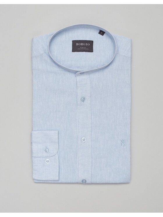 Borgio Borgio Koszula lentane Niebieski Slim Fit