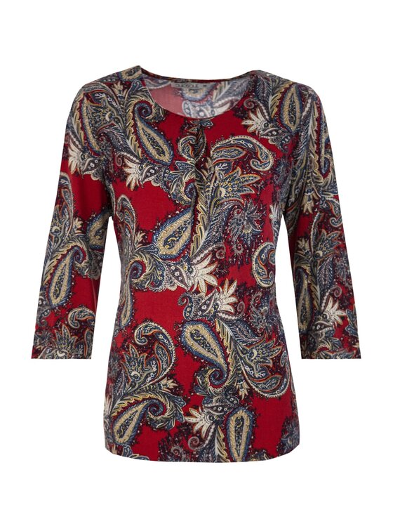 QUIOSQUE QUIOSQUE Blúzka DECO PAISLAY SHIRT Červená Regular Fit