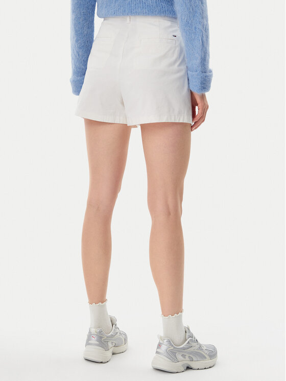 Tommy Jeans Tommy Jeans Pantalon scurți din material Claire DW0DW21643 Écru Regular Fit