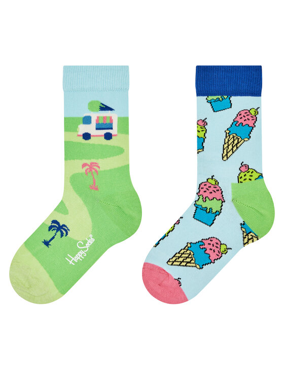 Set de 2 perechi de șosete lungi pentru copii Happy Socks KICE02-6000 Colorat