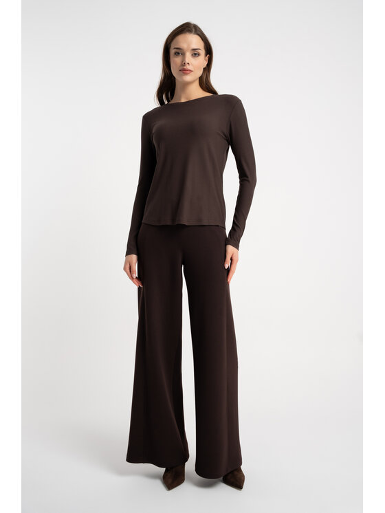 CLICK CLICK Μπλουζάκι 10-6958 Καφέ Fitted Fit