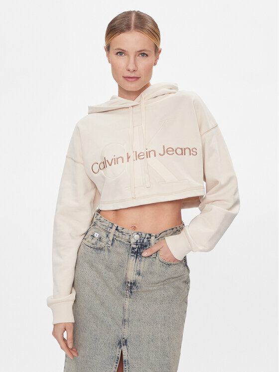 Calvin Klein Jeans Calvin Klein Jeans Majica dugih rukava Hero Monologo Short Hoodie J20J222540 Écru Regular Fit